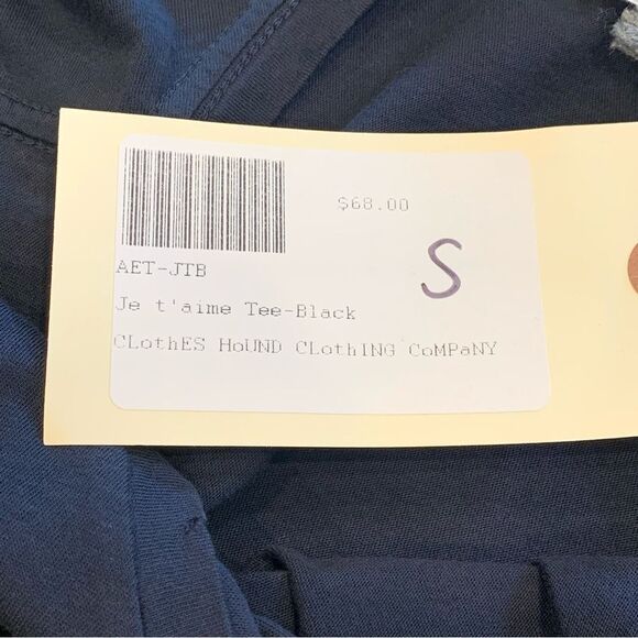 Je t'aime Tee in Black with Gold Foil Print Size Small - Picture 7 of 11